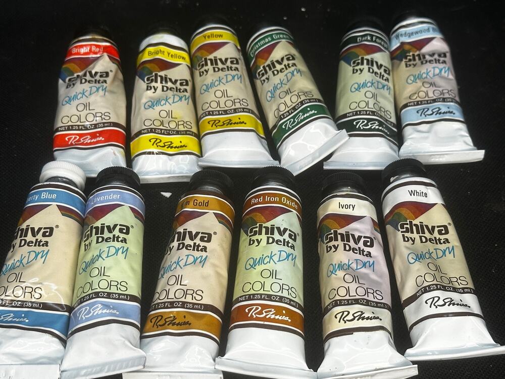 VTG (12) Lot Shiva by Delta Quick Dry Oil Colors Assorted colors all usable